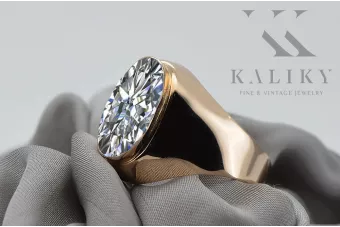 Anneau Zircon Or rose 14 carats vintage d'origine Bijoux vintage vrc077r